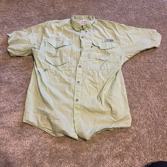 Columbia PFG Lot Of 2 Shirts Mens M Plaid Green Fishing Vented Short Sleeve - Picture 5 of 7